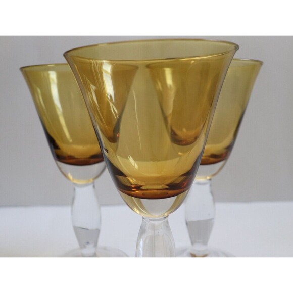 3 Southern Living Arlington Amber Hand Blown Crystal Glass Water 10 oz. Goblets - Picture 2 of 4